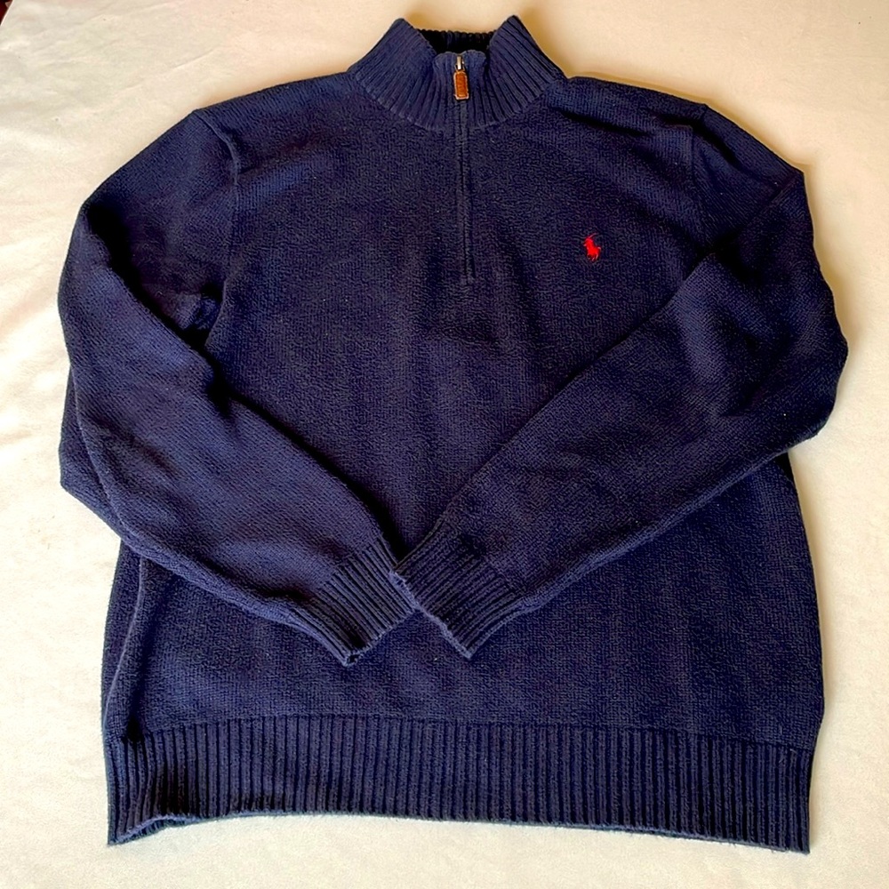 Navy 3/4 Zip Sweater by Polo Ralph Lauren, Size L